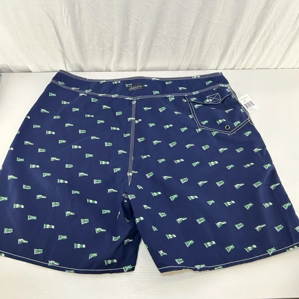 Polo Ralph Lauren Mens Size 36 Nautical Print Blue Green Swim Trunks BoardShorts